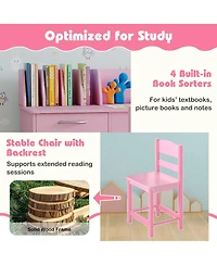 Sugift Wooden Kids Study Desk and Chair Set Student Workstation