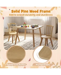 Sugift Kids Wooden Table and Chairs Set 3-Piece Toddler Furniture with Pine Wood Frame