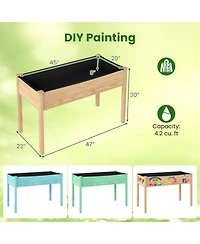 Gouun 47-Inch Raised Vegetable Garden Bed with Drainage Holes