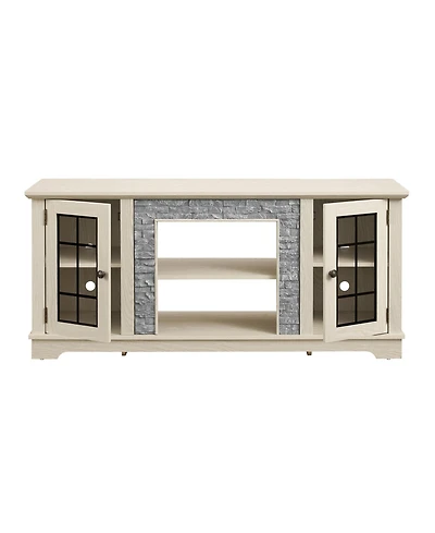 sumyeg 58" Storage Cabinet with 2-Door Storage Faux Stone Media Console Cabinet