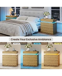 Vlrska 23.6-Inch Wide 2-Drawer Nightstand with Hidden Storage and Human Sensor Light