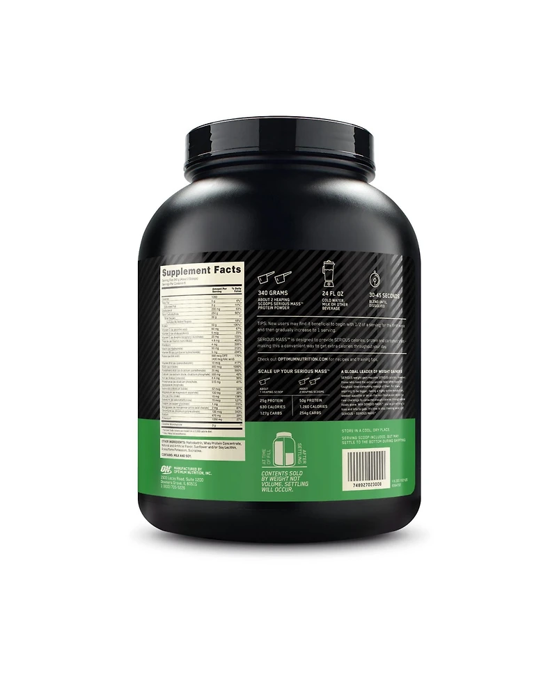 Optimum Nutrition, Serious Mass, Weight Gainer Protein Powder, Vanilla, 6.lb