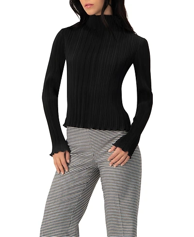 Ivonne Women's Pleated Mock Neck Top