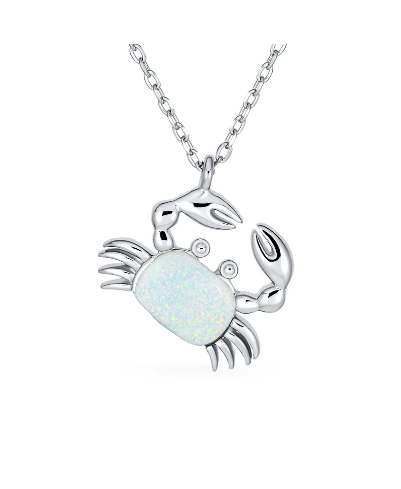 Bling Jewelry Opal Sand Crab Pendant Necklace .925 Sterling Silver