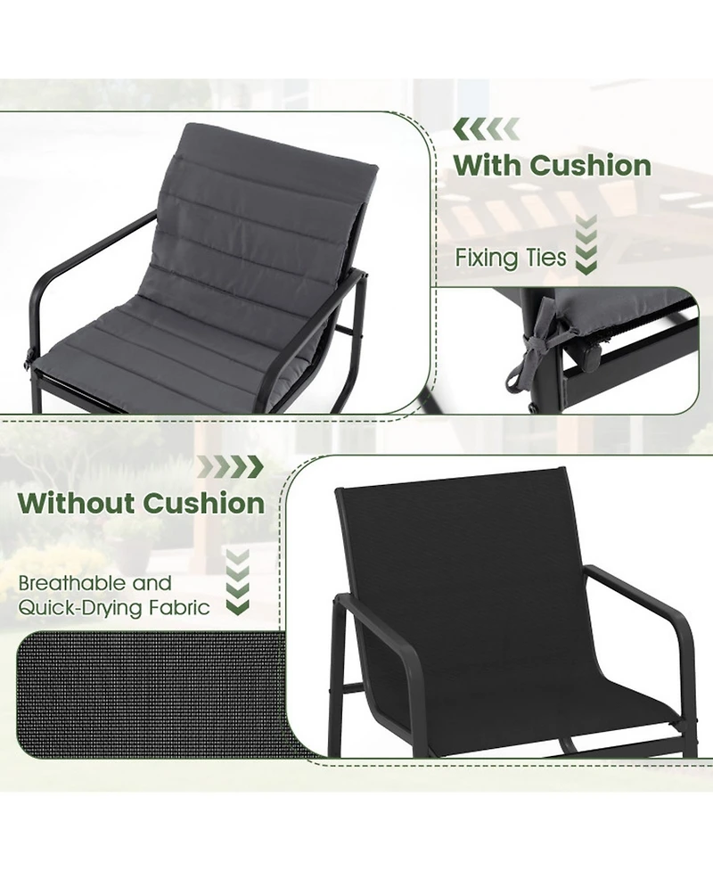 Gouun 3-Piece Outdoor Rocking Bistro Set with Tempered Glass Table