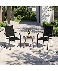 Gouun Stackable Patio Dining Chairs Set of 2 with Metal Frame and Mesh Seat