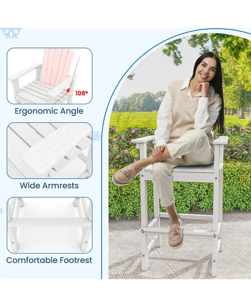 Gouun Counter-Height Hdpe Outdoor Bar Stool with Armrests, Footrest, and 360 lbs Capacity