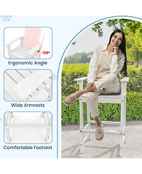 Gouun Counter-Height Hdpe Outdoor Bar Stool with Armrests, Footrest, and 360 lbs Capacity