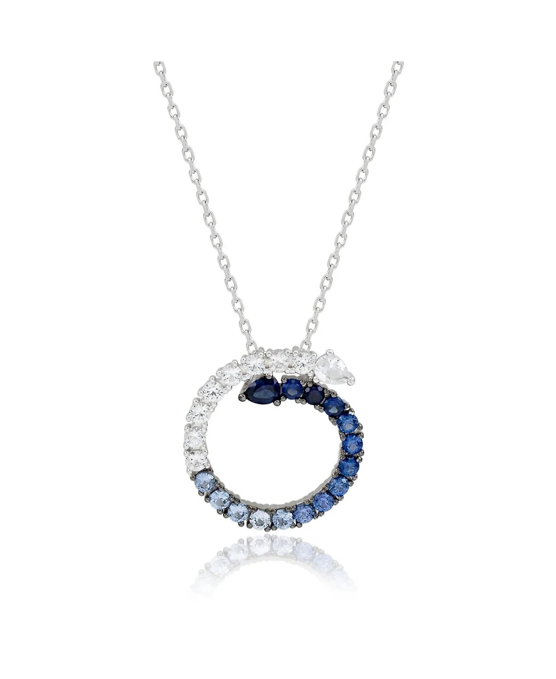 Suzy Levian New York Sapphire Ombre Circle Journey Pendant Sterling Silver