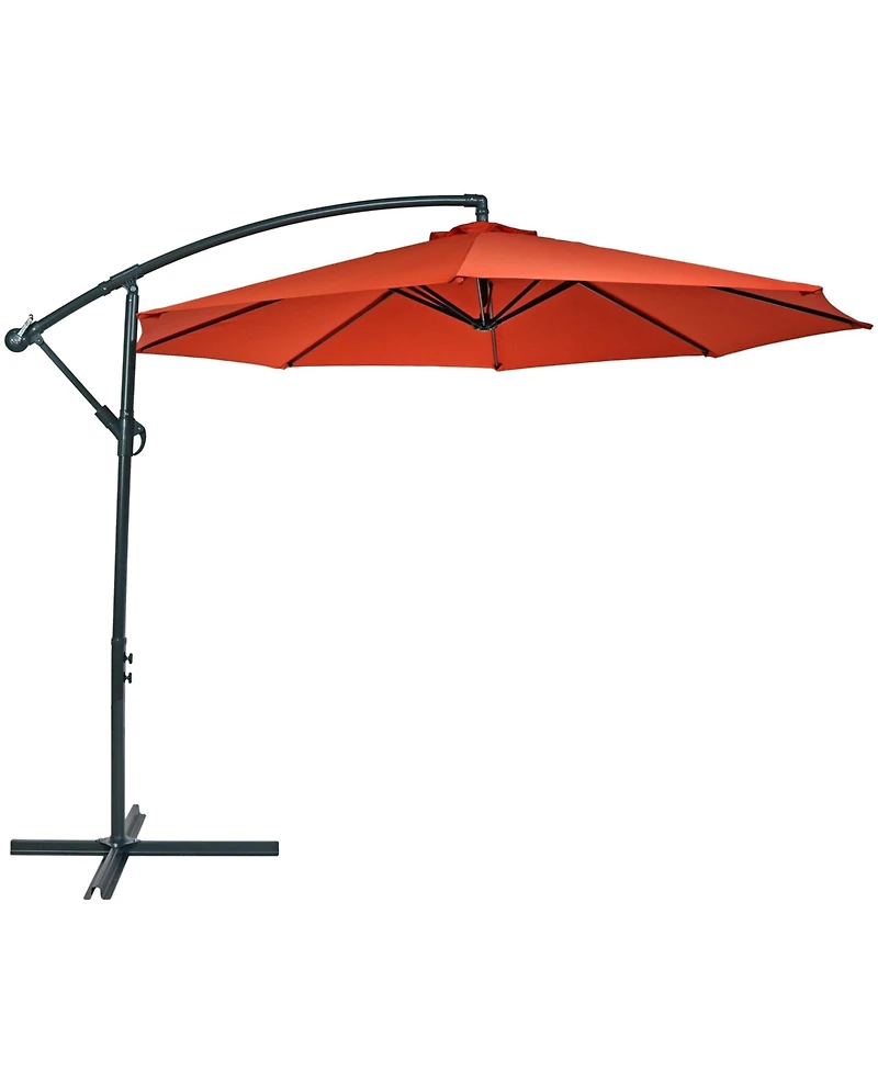 Outdoor Steel Offset Cantilever Patio Umbrella with Round Base Set - 10'