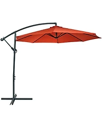 Outdoor Steel Offset Cantilever Patio Umbrella with Round Base Set - 10'