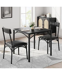 gaomon 2-Piece Wooden Square Dining Table Set with Upholstered Chairs, for Small Spaces and Apartments