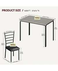gaomon 5-Piece Small Space Kitchen Table Set, Modern Square Dinette and 4 Chairs for Indoor Dining