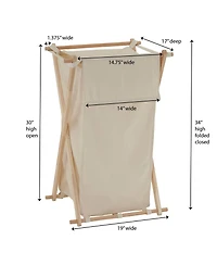 Household Essentials X-Frame Wood Laundry Hamper