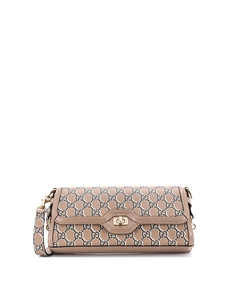 Pre-Owned Gucci Small Luce Shoulder Bag Optical Gg Printed Leather