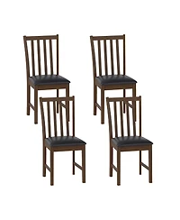 Gymax Wooden Dining Chair Set of 4 with Rubber Wood Frame and Padded Seat Curved Back