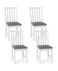Gymax Wooden Dining Chair Set of 4 with Rubber Wood Frame and Padded Seat and Curved Back