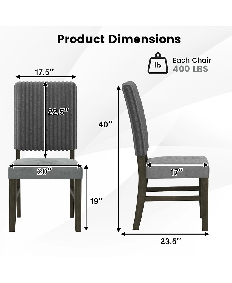 Gymax Dining Chair Set of 2 Mid-Century Modern Velvet Fabric Upholstered Chairs