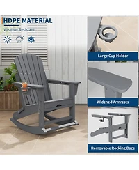 gaomon Rocking Adirondack Chairs Set of 2, Folding Adirondack Rocking Chair With Footrest, Adirondack RockingChair Outdoor With Retractable Ottoman
