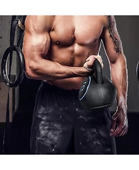 Zeny 3-Piece Kettlebell Set with Storage Rack Heavy Duty Concrete 5 lb 10 lb 15 lb Kettle Bells for Weightlifting