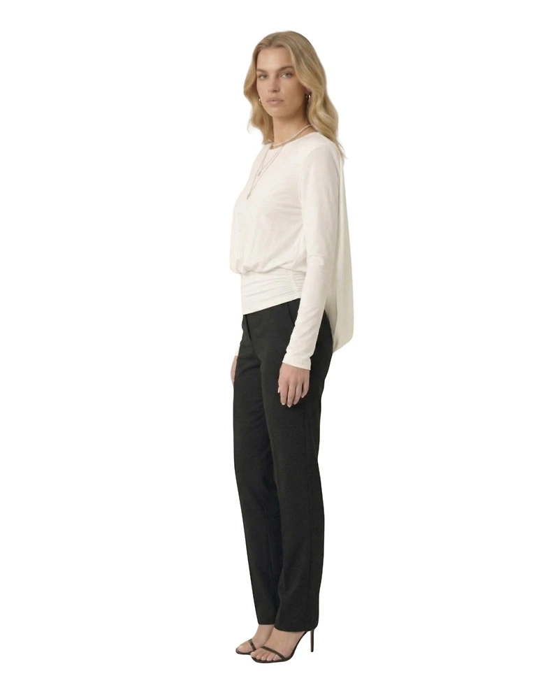 Modenaire Women's Draped Open-Back Fitted-Waist Top