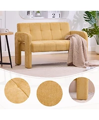 Rainsken 47" Loveseat Sofa, Chenille Upholstered 2 Seater Couch with Deep Seat and Dual Armrests, Compact Sofa for Living Room and Small Spaces