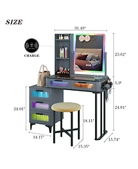 Vlsrka Vanity Set: Rgb Lights, 5 Drawers & Wireless Charger