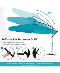 Sugift 10 Feet Patio Cantilever Umbrella with Cover Tilt Adjustment and Ruffled Edge