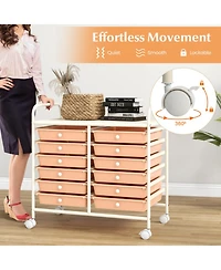 Gouun 12-Drawer Rolling Storage Cart with Steel Frame and Dual Handles for Home and Office