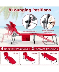 Gouun Tanning Chair with Face Arm Holes Folding Lounge Chair with Storage Pockets