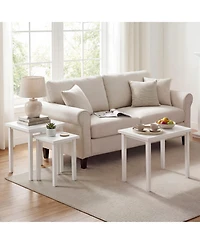 Gymax 3 Pcs Nesting End Tables Farmhouse Rectangle Side Table Set for Living Room
