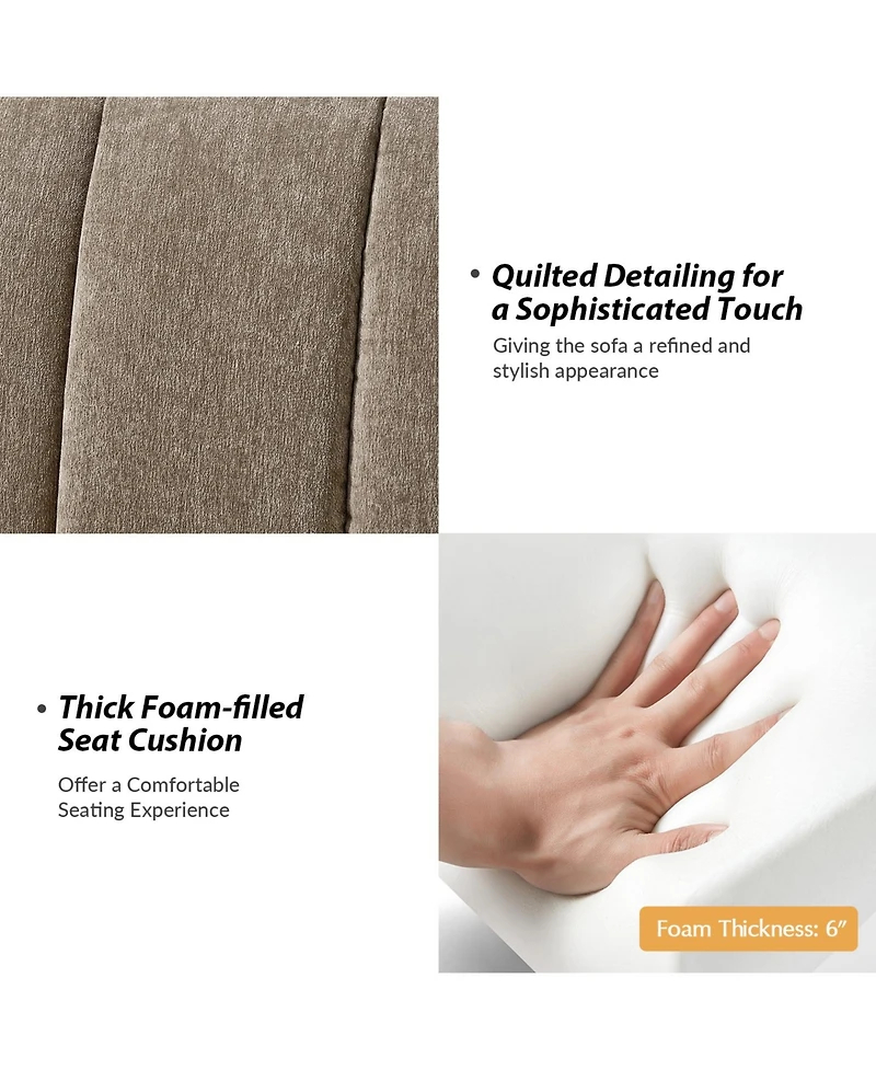 Hulala Home Shalon 28 inches Modern 1-Piece Chenille Channel Tufted Sofa