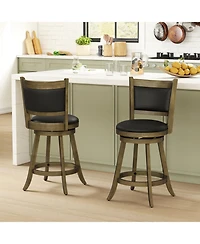 Slickblue Upholstered Counter Height Bar Stools 24 Inch Swivel 2 Piece Set