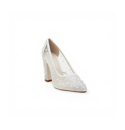 Forever & Always Shoes Women's Margaret Ivory Lace Stiletto