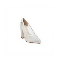 Forever & Always Shoes Women's Margaret Ivory Lace Stiletto