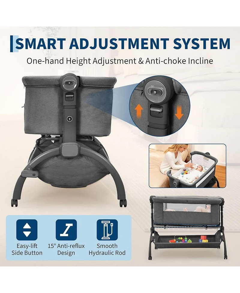 gaomon 3 in 1 Baby Bassinet and Bedside Sleeper with Wheels and Mosquito Net
