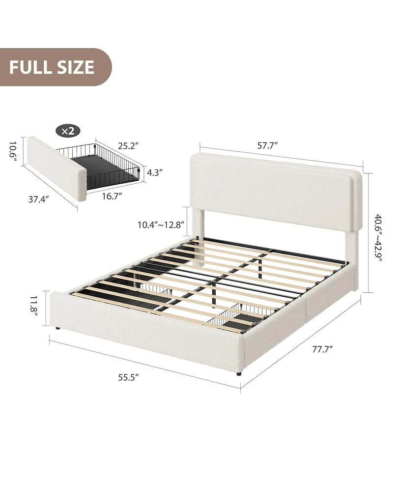 Homfan Cozy Boucle Upholstered Bed Frame