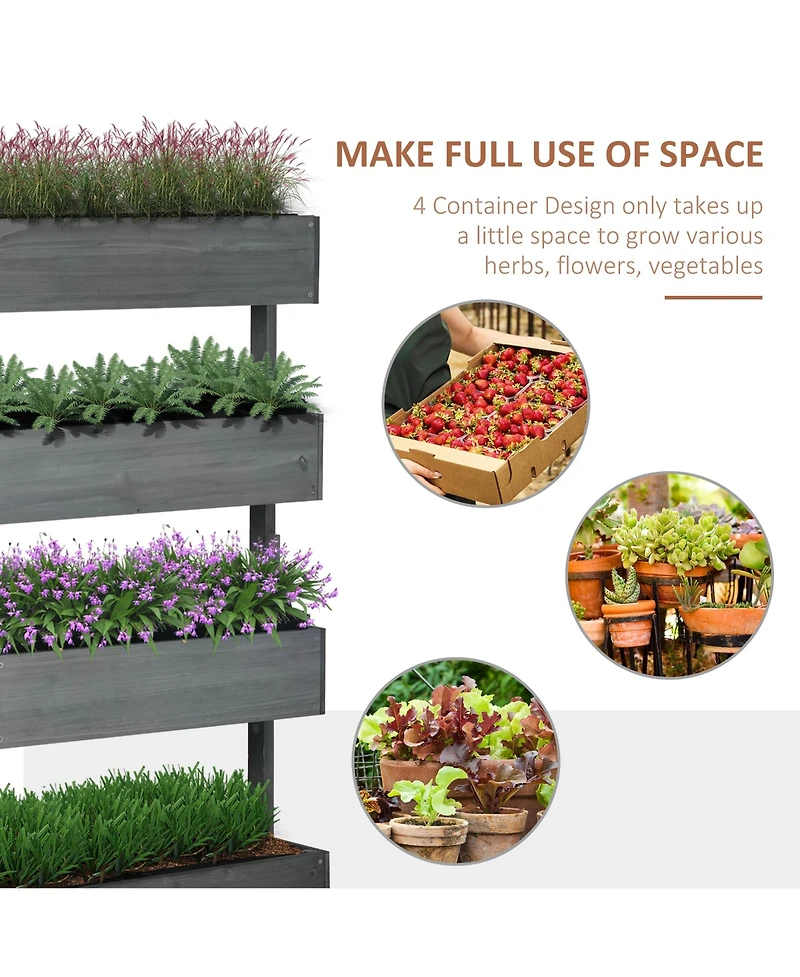 Outsunny 4-Tier Raised Garden Bed with Non-Woven Fabric,