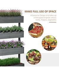 Outsunny 4-Tier Raised Garden Bed with Non-Woven Fabric,