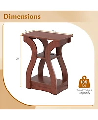 Gymax End Tables w/Charging Station Set of 2 3-Tier Side with Usb Ports and Outlets