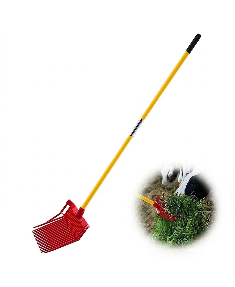 Sugift Manure Fork, 18 Angled Tines, Horse Manure Rake with Fiberglass Handle