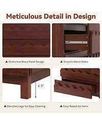 Rainsken 6 Drawer Dresser, Modern Tv Stand and Chest of Drawers with Wave Front Design, Anti-Tip Clothes Storage Organizer for Bedroom, Living Room