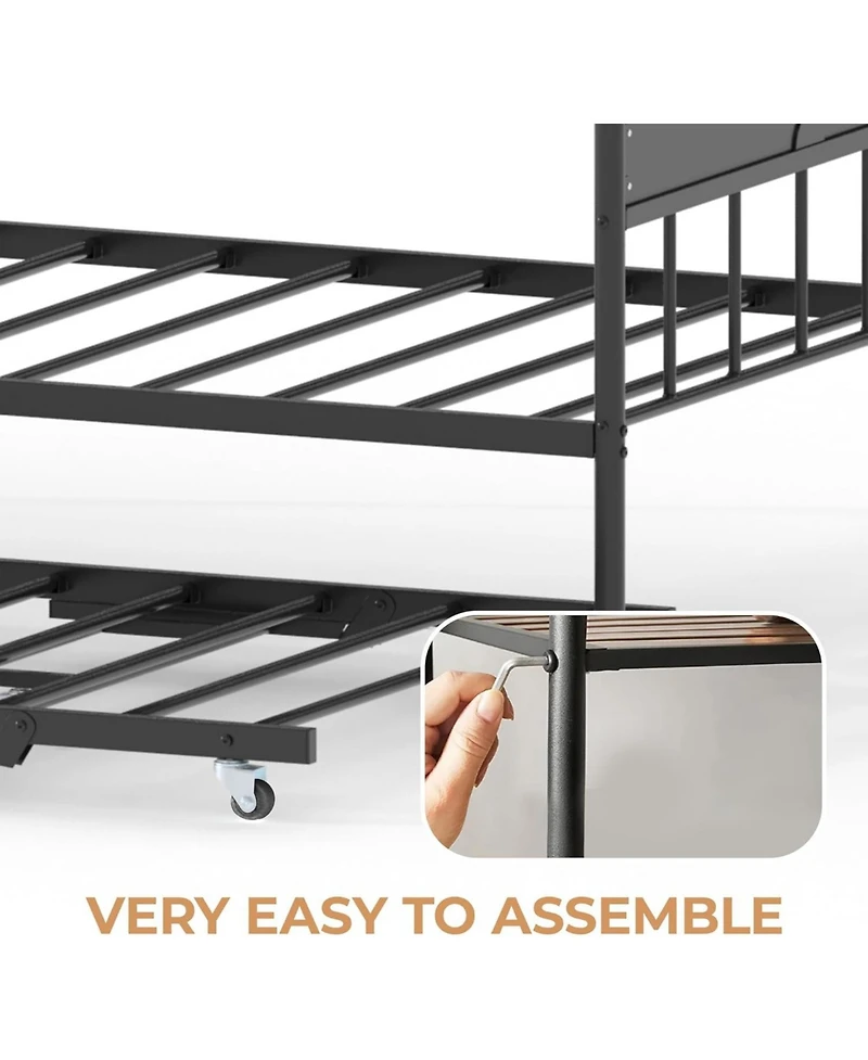 gaomon Metal Daybed with Optional Trundle Stylish Headboard