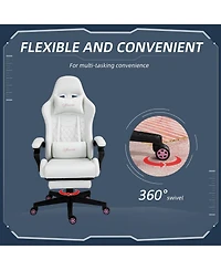 Vinsetto Racing Gaming Chair w/ Padded Arms, Pu Leather Recliner Office, White