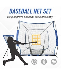 Soozier 7.5' x 7' Portable Baseball Batting Net Set with Catcher Net,