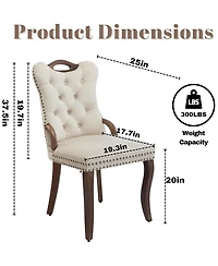 Rainsken Velvet Dining Chairs Set of 2, Modern Upholstered Kitchen Chairs with Nailhead Trim, Solid Wood Handles on Top and Sides for Dining Room