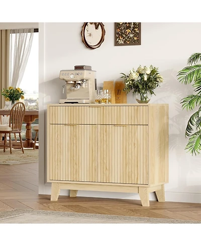 gaomon Fluted Buffet Cabinet with Storage, Sideboard Cabinet with Adjustable Shelf and Drawer