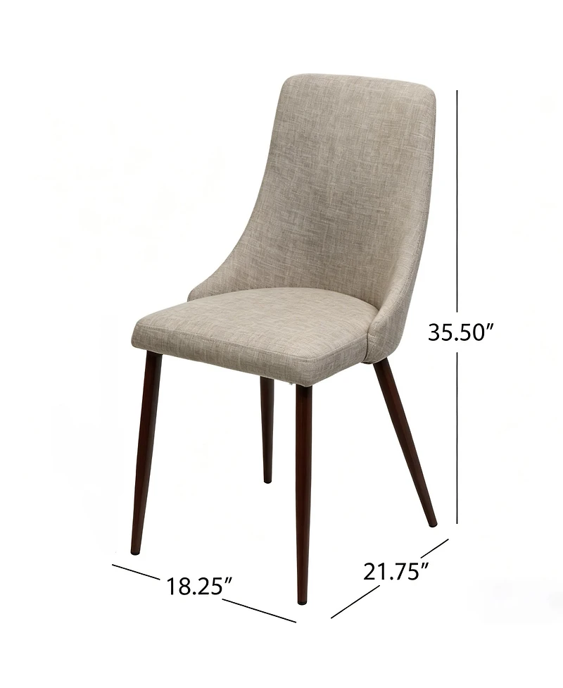 Rainsken Mid Century Modern Dining Chairs Set of 2, Fabric Upholstered Kitchen with Curved Backrest and Tapered Legs for Room