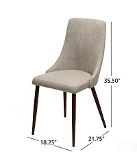 Rainsken Mid Century Modern Dining Chairs Set of 2, Fabric Upholstered Kitchen with Curved Backrest and Tapered Legs for Room