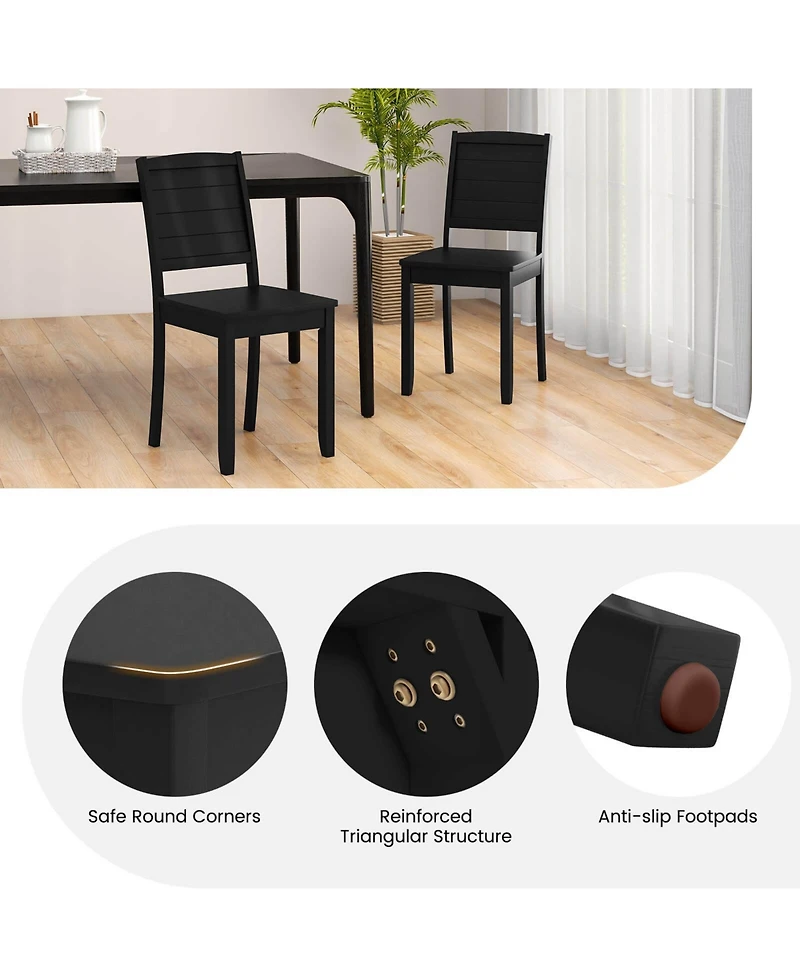 Gymax 4 Pcs Armless Wood Dining Chair w/ Rubber Wood Legs Curved Backrest Kitchen